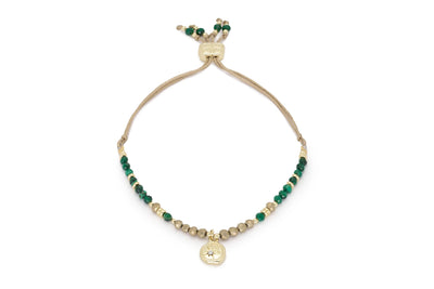 Boho Betty Opulent Green Malachite Cord Slider Bracelet