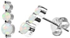 Kali Ma Triple Graduated Round Opal Stud Earrings - Sterling 925 Silver