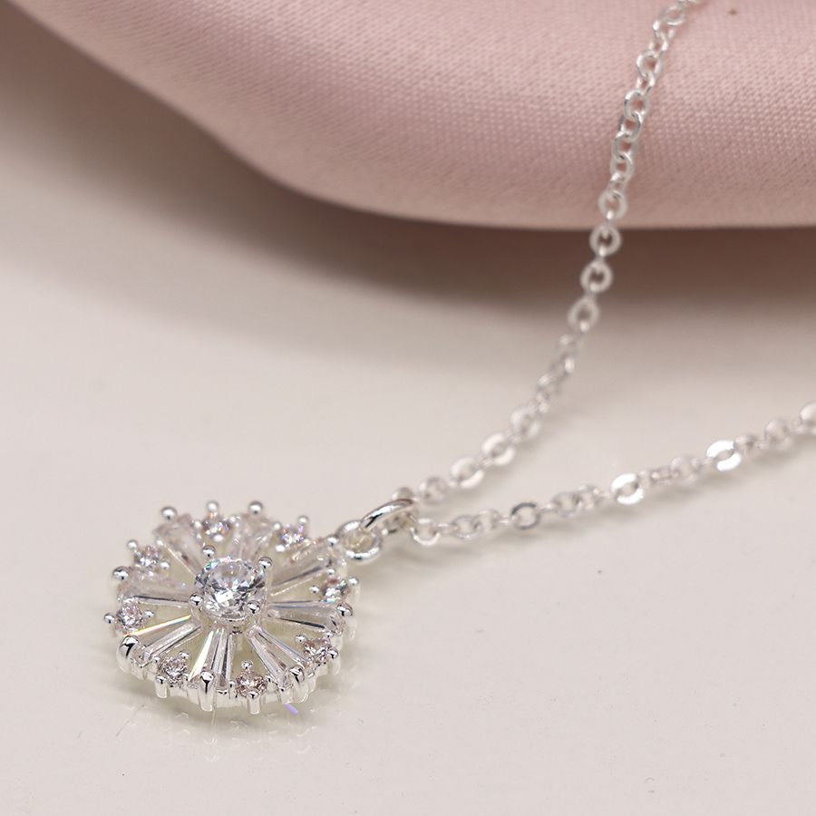 POM Silver Plated Multi Point Crystal Necklace