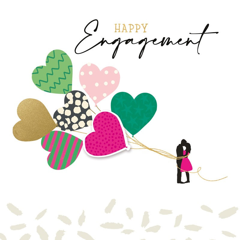 Couple & Multi Hearts Balloons Engagement Card - Hammond Gower