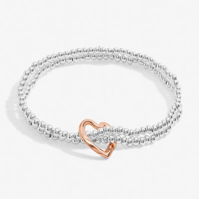 Joma Jewellery -Twist Heart - Double Strand Stretch Rose Gold Heart Bracelet