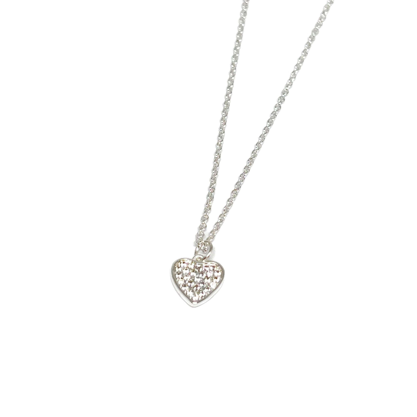 Aria Pave Heart Necklace - Silver - Clementine Jewellery