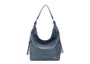 David Jones Faux Leather Scoop Shoulder Handbag with Tassel Zips  - Bering Sea Blue (CM7422)