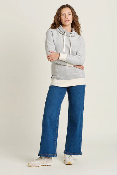 Brakeburn Stripe Cowl Neck Sweatshirt - Navy/Ecru