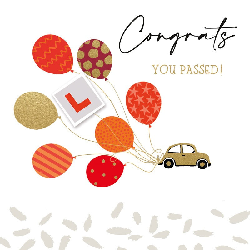 Congrats You Passed Driving Car & Balloons Card - Hammond Gower
