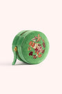 Powder Velvet Mini Round Jewellery Box - Cosy Fox - Emerald Green