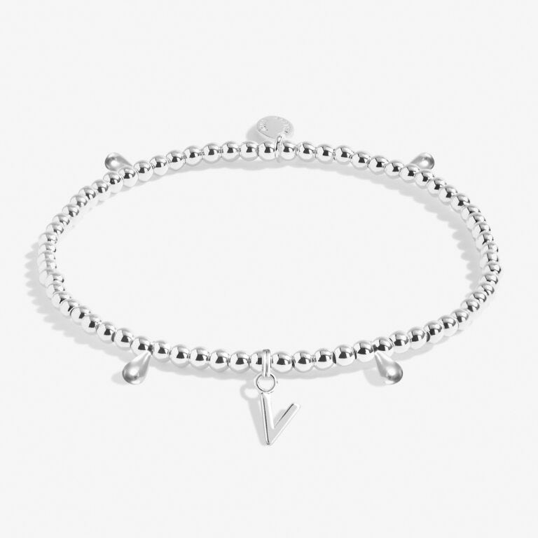 Joma Jewellery Alphabet - A Little 'V' Bracelet - Silver