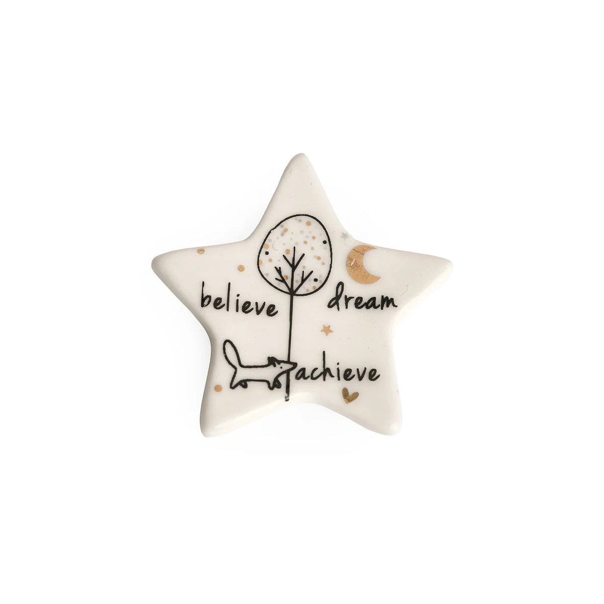 Signature Porcelain Heart Mini Token - Believe, Dream, Achieve - Belly Button