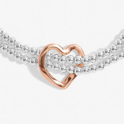 Joma Jewellery -Twist Heart - Double Strand Stretch Rose Gold Heart Bracelet