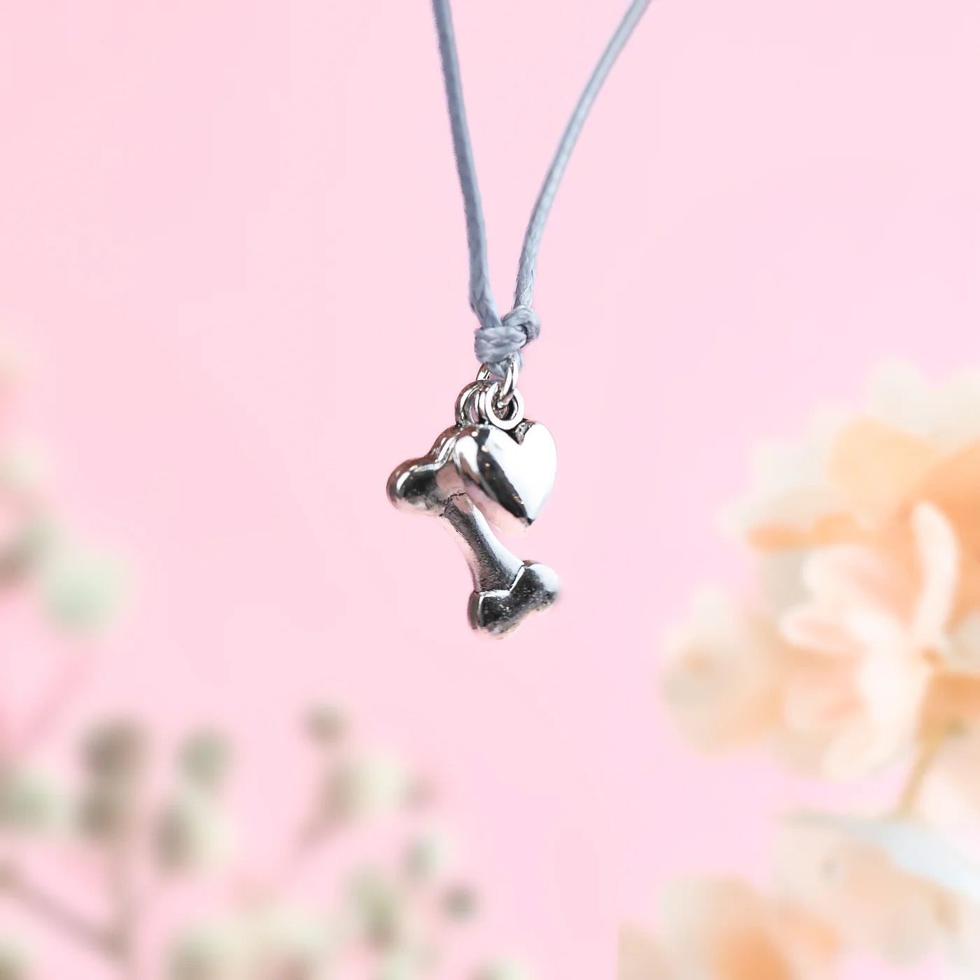 Letterbox Love - Forever Loved - Heart &amp; Bone Adjustable Cord Bracelet (Dog Loss)