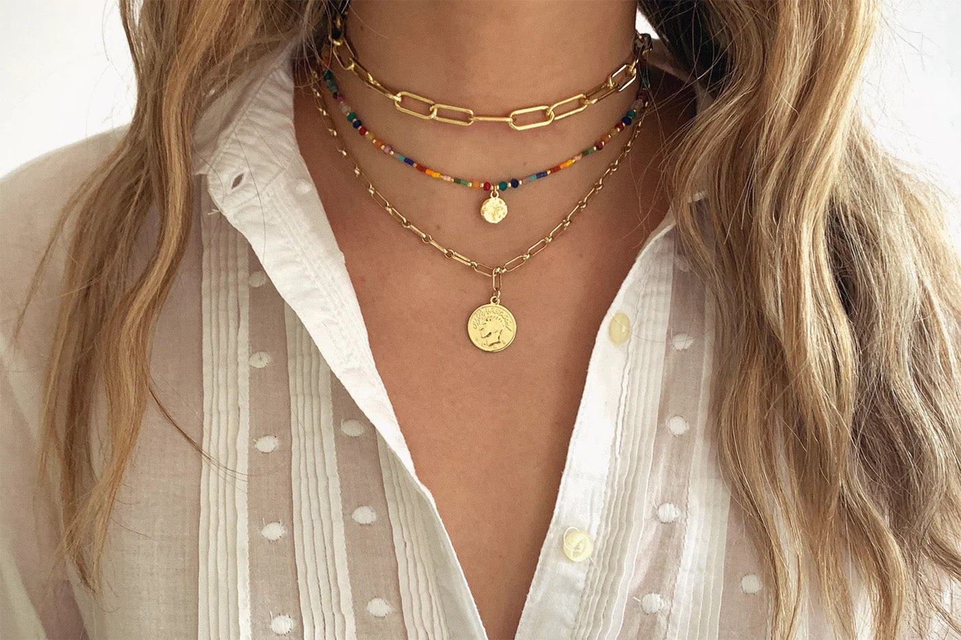 Boho Betty Electra Multi Gemstone Beaded Gold Necklace