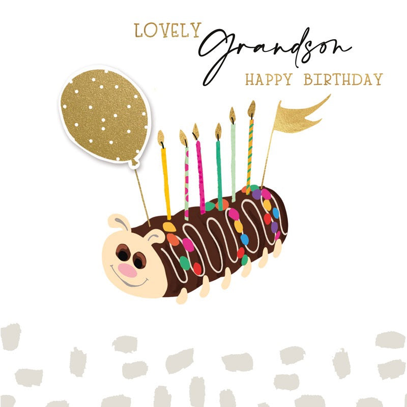 Lovely Grandson Caterpillar Cake Birthday Card - Hammond Gower