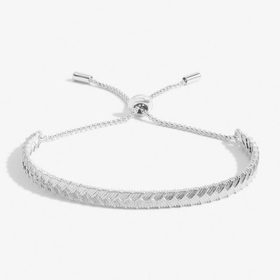 Joma Jewellery -Textured Bangle Bar - Silver Slider Bracelet