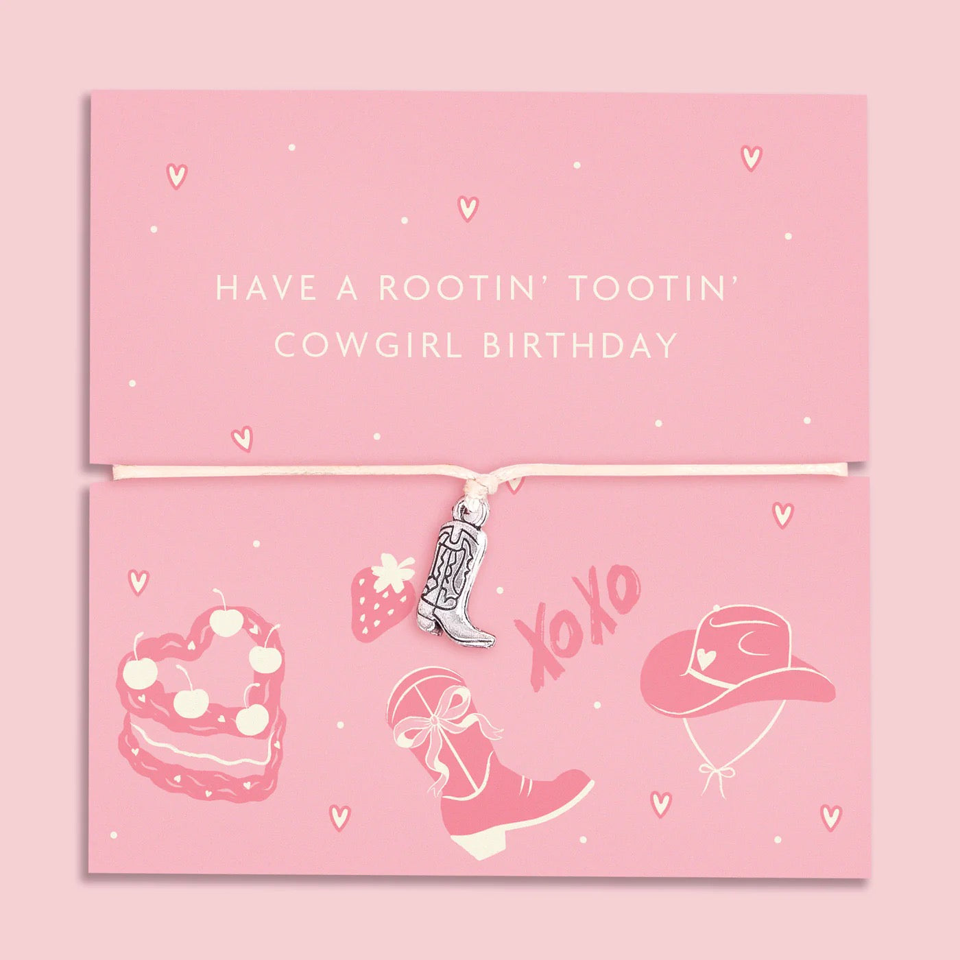 Letterbox Love - Have a Rootin' Tootin' Cowgirl Birthday - Cowgirl Boot Cord Bracelet