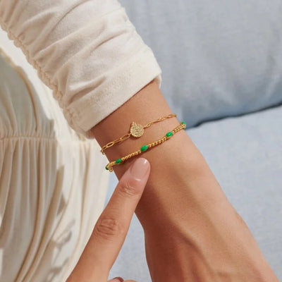 Joma Jewellery - Stacks of Style Gold & Green Enamel Set of 2 Bracelets
