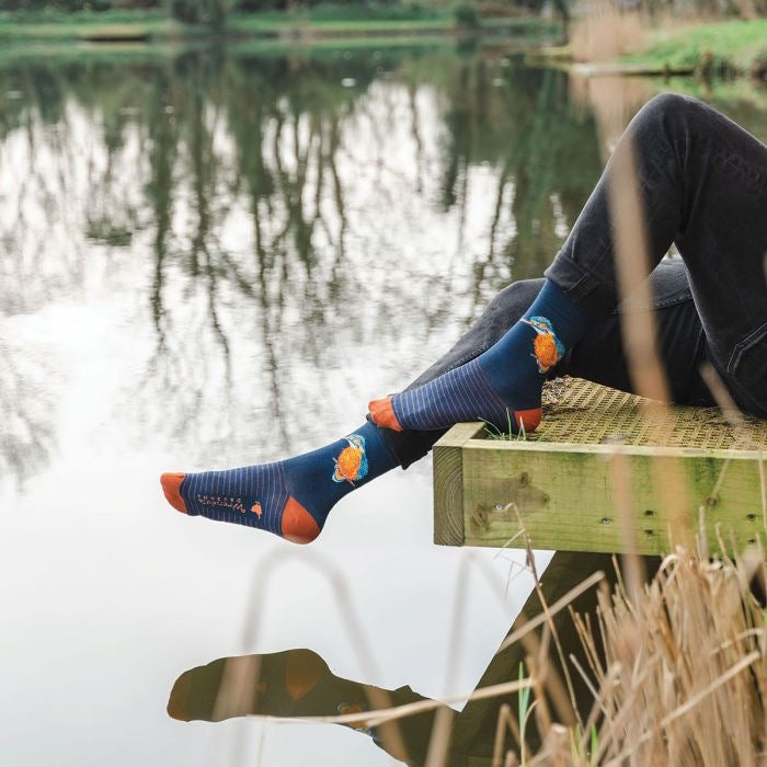 The Kingfisher Mens Bamboo Socks - Wrendale Designs