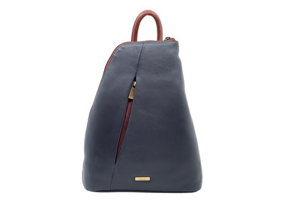 Nova Leathers Backpack Handbag - Navy/Tan (814)