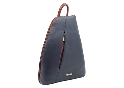 Nova Leathers Backpack Handbag - Navy/Tan (814)