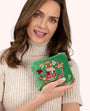 Powder Velvet Mini Zip Pouch - Cosy Fox - Emerald Green