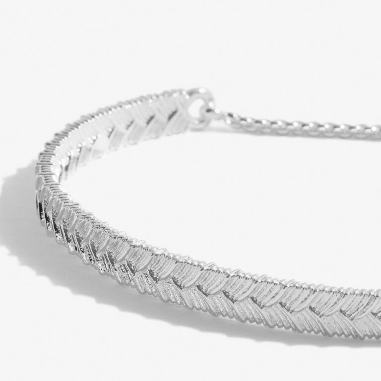 Joma Jewellery -Textured Bangle Bar - Silver Slider Bracelet