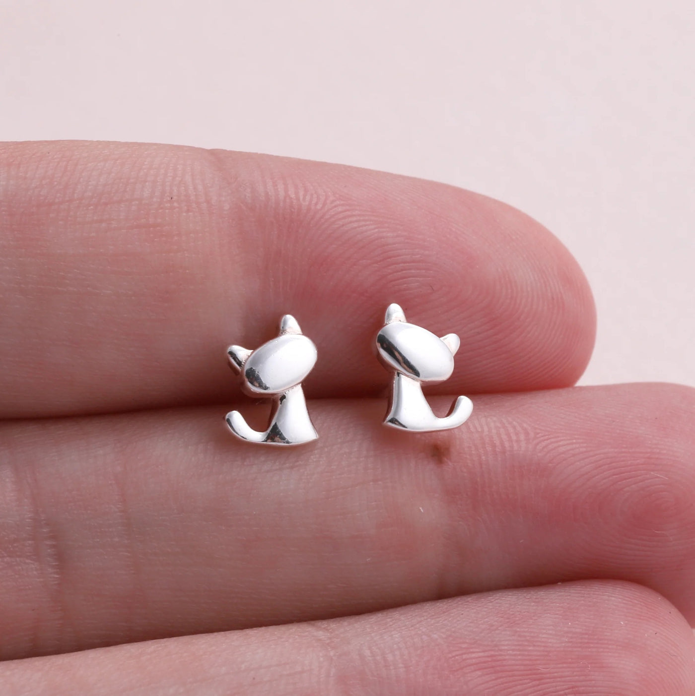 Cat Lady - Message in a Bottle - Sterling Silver Cat Stud Earrings