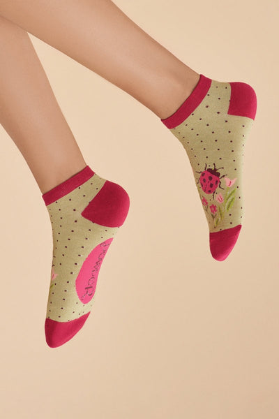 Powder Ladybird Ladies Trainer Socks - Sage
