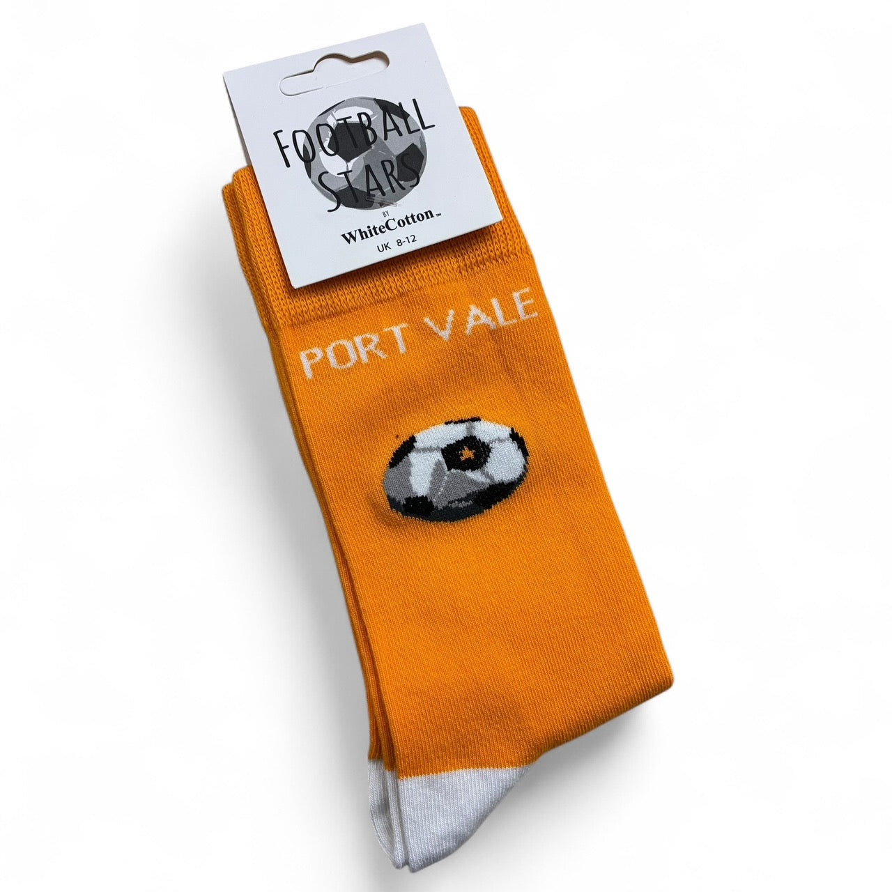 White Cotton Mens Ankle Socks - Football - Port Vale - Orange