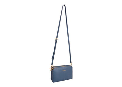 David Jones (CM6905) Rectangular Double Zip Clutch/Crossbody Handbag - Blue