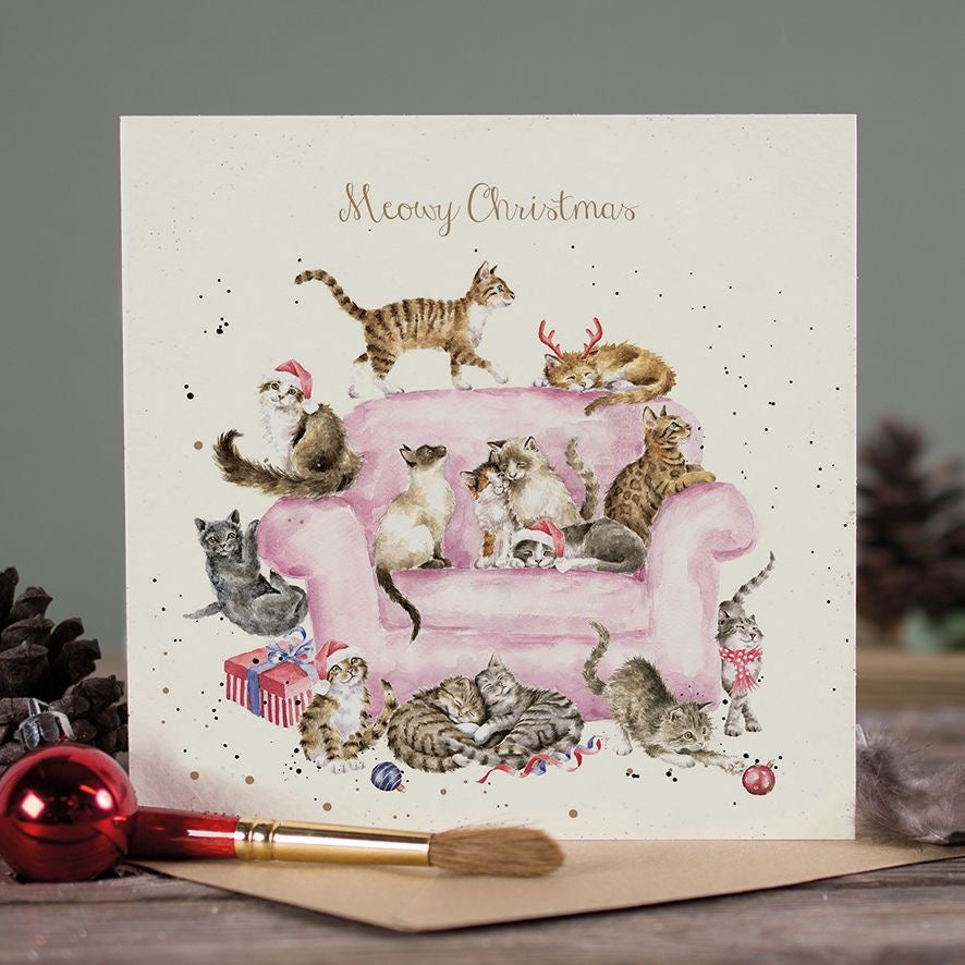 'Meowy Christmas' Cat Christmas Card - Wrendale Designs