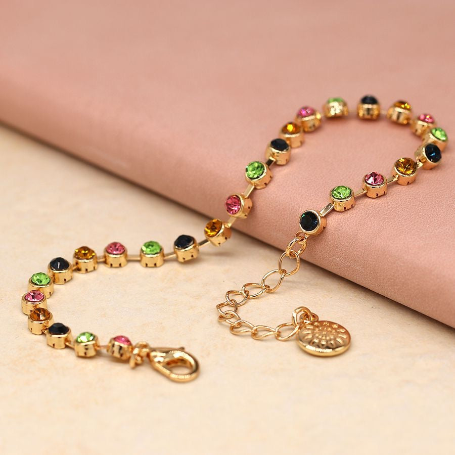 POM Multicoloured Gold Crystal Link Bracelet