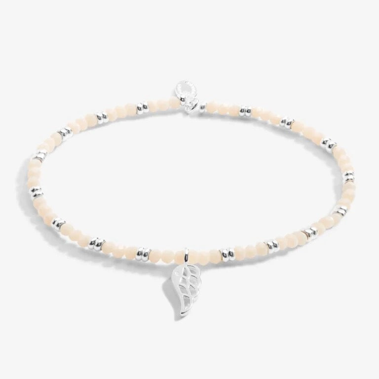 Joma Jewellery - Boho Beads Angel Wing Bracelet  -White & Silver