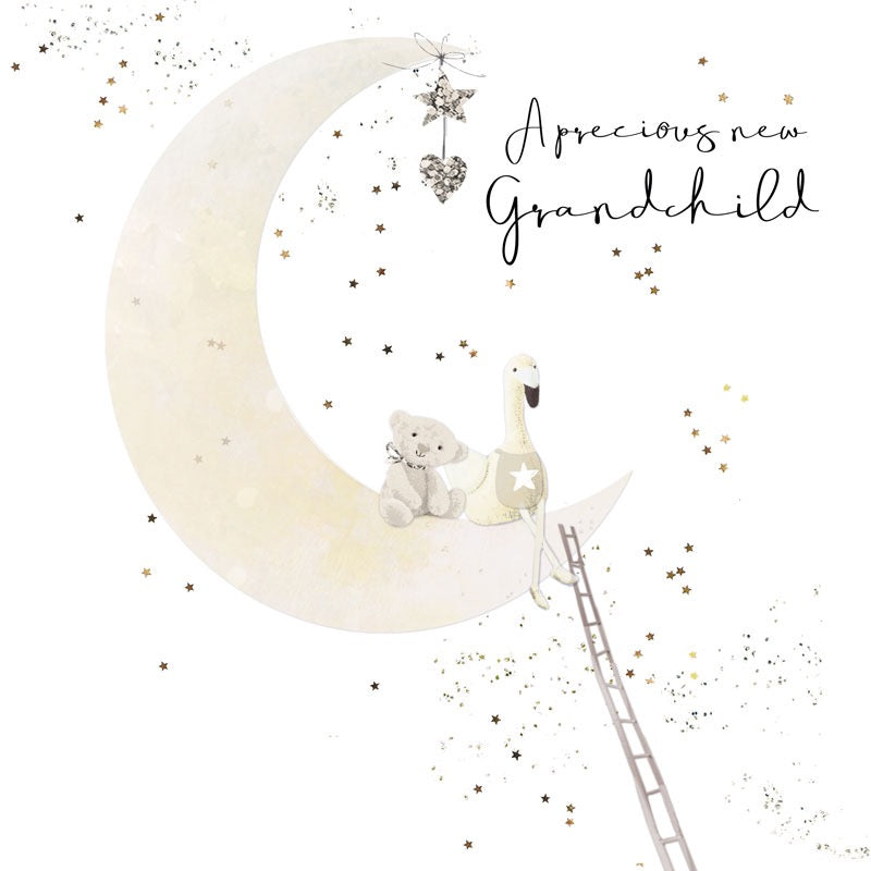 Precious New Grandchild - Moon, Teddy &amp; Duck - Card - Hammond Gower
