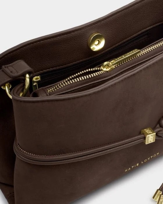 Katie Loxton - Lori Suedette - Small Multiway Crossbody Handbag - Bitter Chocolate