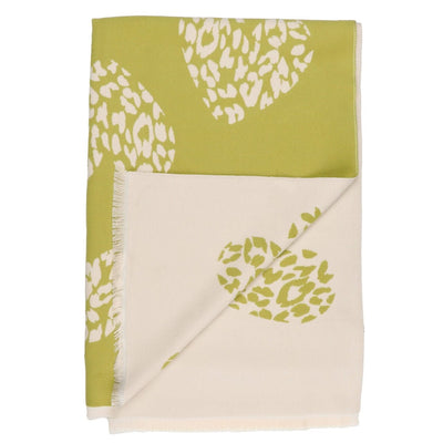 Zelly Animal Print Heart Reversible Cosy Scarf - Lime Green/Cream