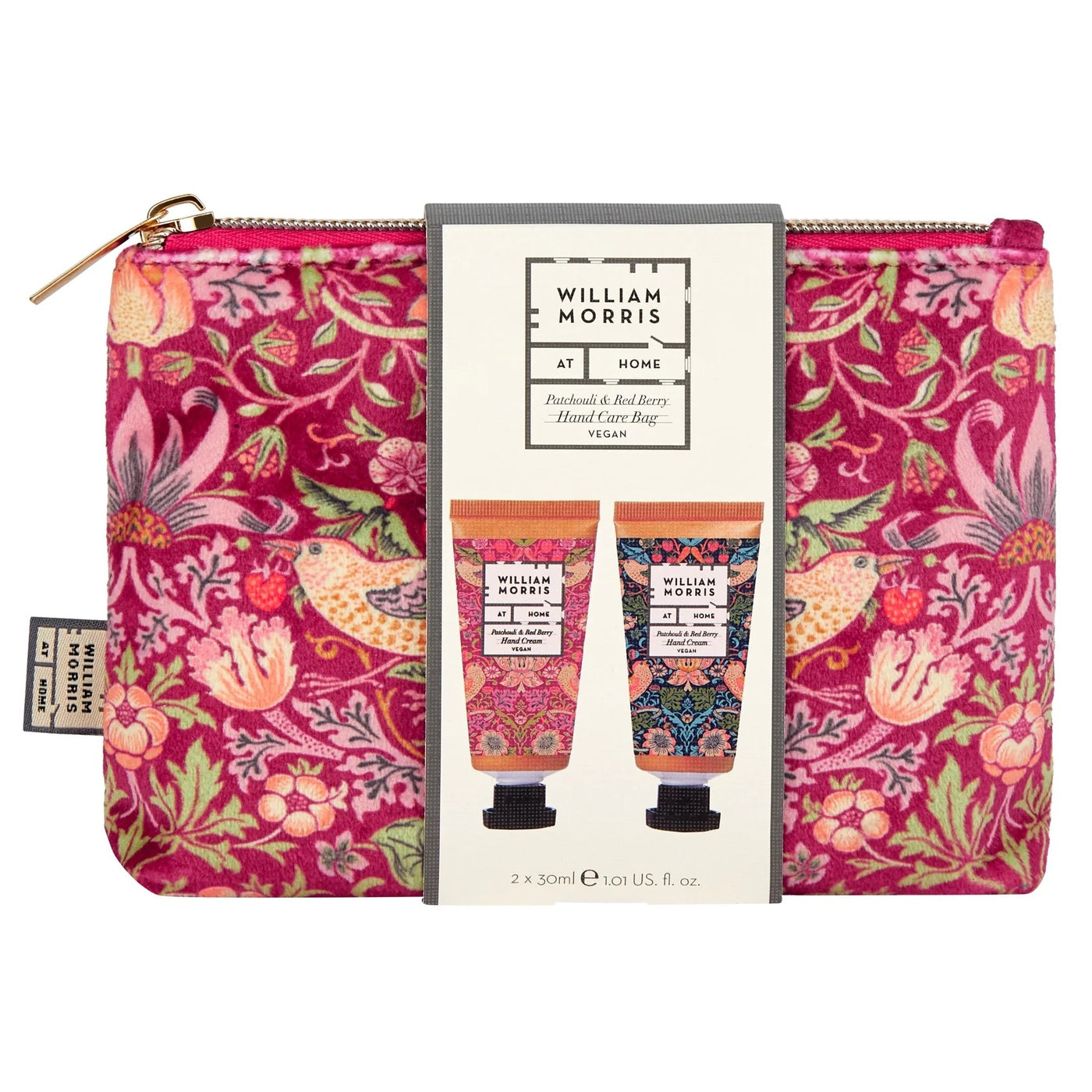 William Morris at Home Strawberry Thief Hand Care Bag Gift Set - Red Berry & Patchouli