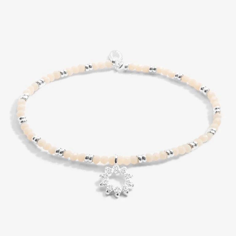 Joma Jewellery - Boho Beads Crystal Sun Bracelet  -White & Silver