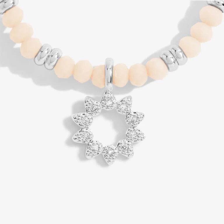 Joma Jewellery - Boho Beads Crystal Sun Bracelet  -White & Silver