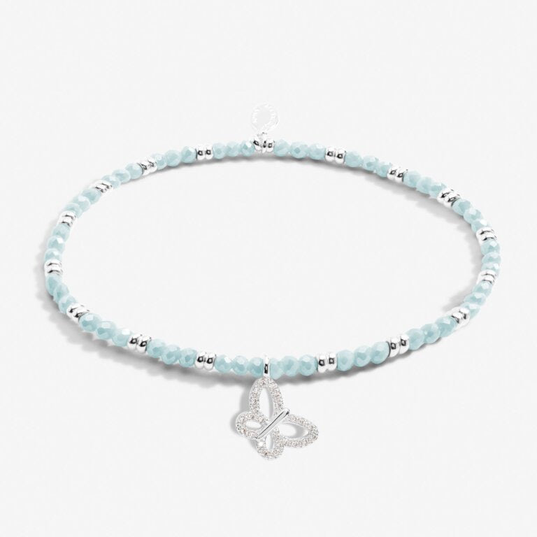 Joma Jewellery - Boho Beads Crystal Butterfly Bracelet  -Pale Blue & Silver
