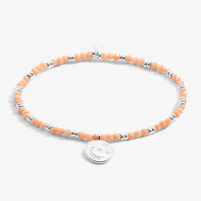 Joma Jewellery - Boho Beads Crystal Moon Bracelet  -Pale Orange & Silver