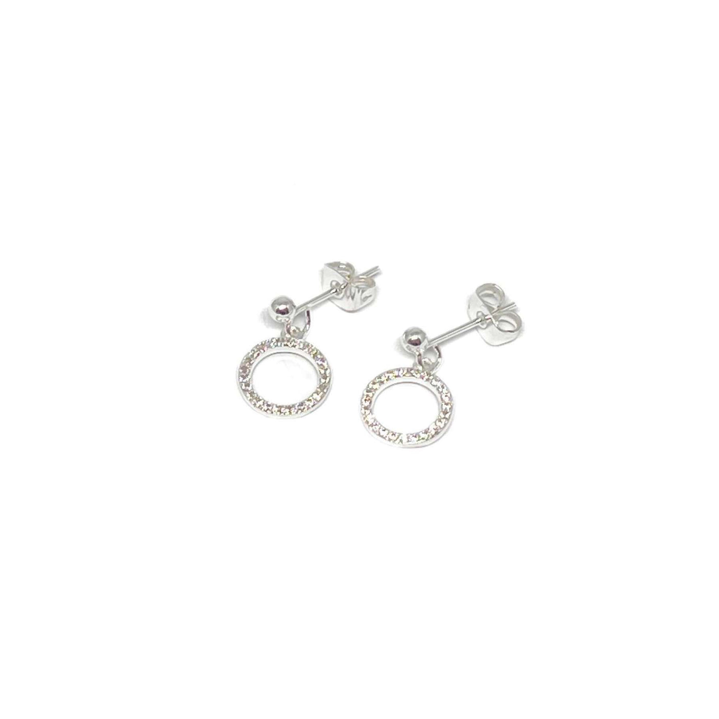 Dada Pave Circle Earrings - Silver - Clementine Jewellery