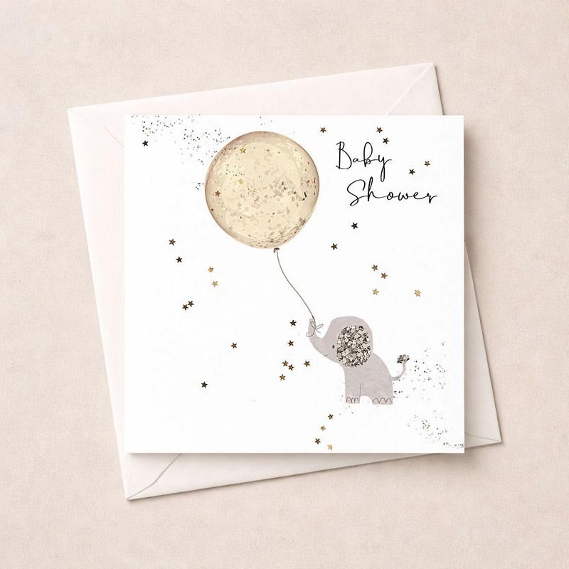 Baby Shower - Elephant &amp; Balloon - Card - Hammond Gower