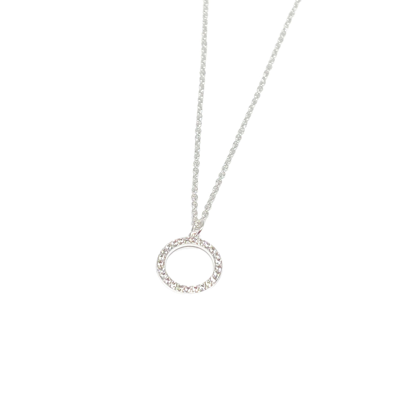 Dada Pave Circle Necklace - Silver - Clementine Jewellery