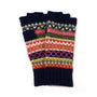 POM Fairisle Wool Fingerless Gloves - Navy/Rust Mix
