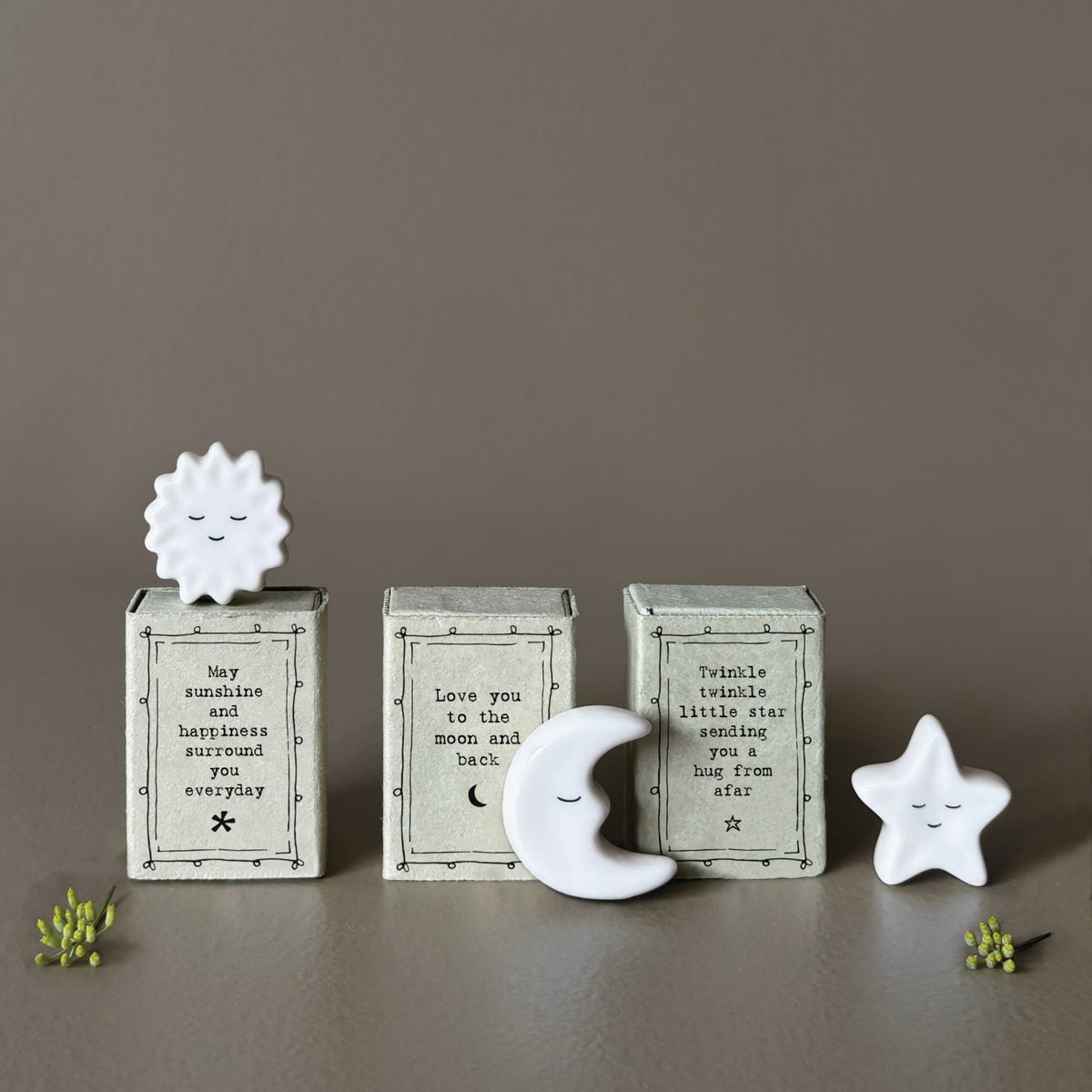 East of India Matchbox - Ceramic Ornament - Love You to Moon &amp; Back (Moon)