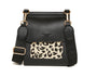 Alice Wheeler -Light Leopard Animal Print Bloomsbury Crossbody Handbag - Black