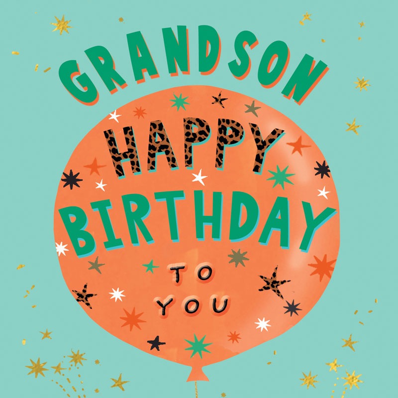 Grandson -Large Balloon -Birthday Card - Hammond Gower