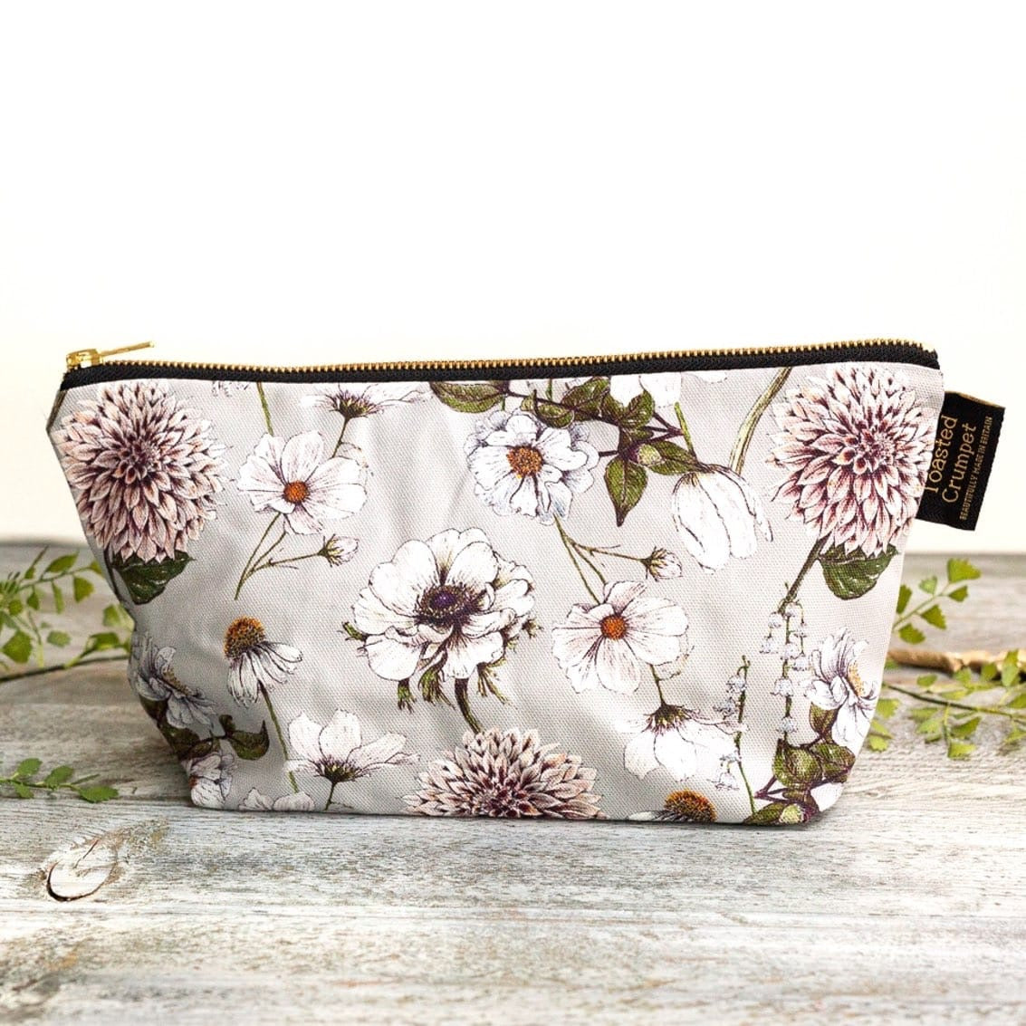Toasted Crumpet The Blanc Collection Grey Floral Wash Bag