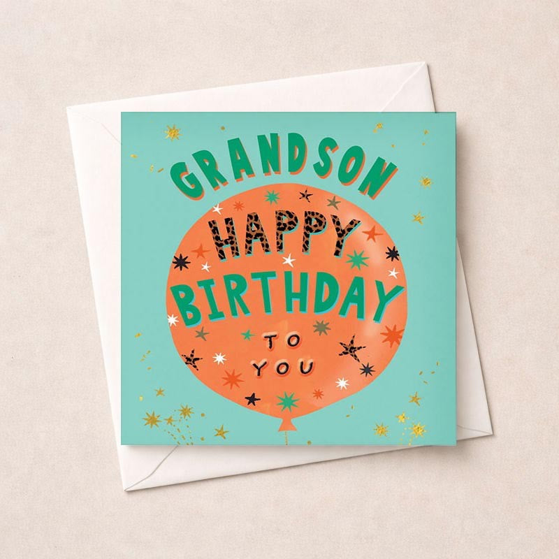 Grandson -Large Balloon -Birthday Card - Hammond Gower