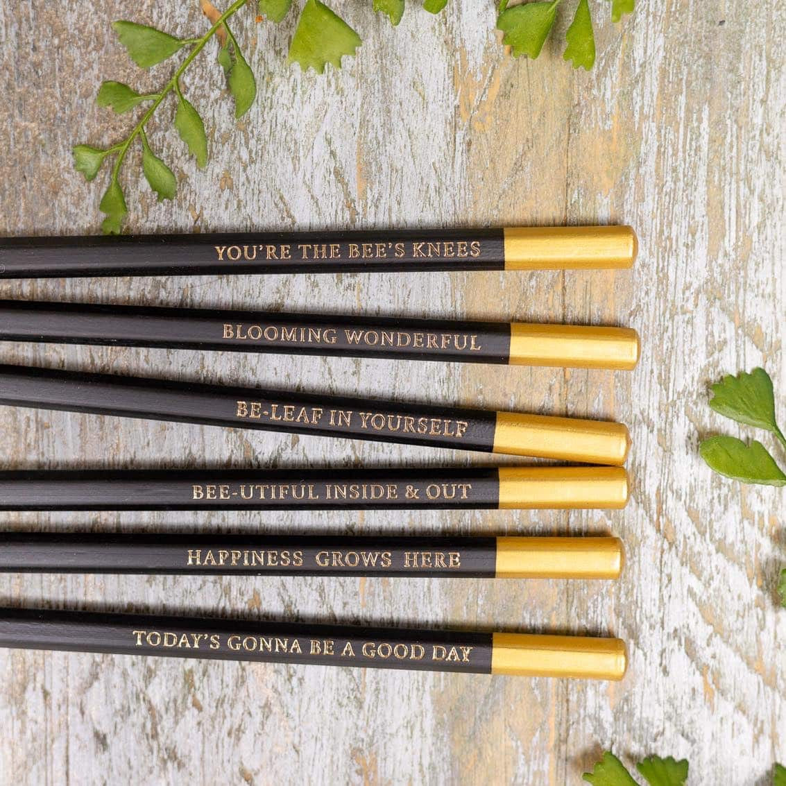 Toasted Crumpet - Set of 6 Sentiment Pencils - The Blanc Collection