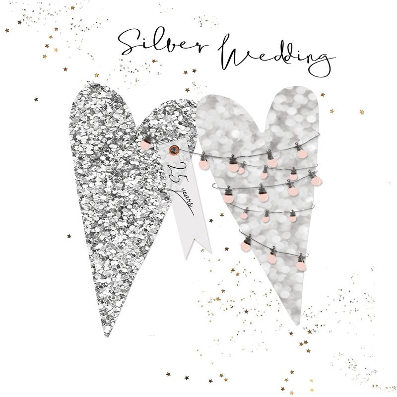Silver Wedding 25 Years - 2 Hearts - Card - Hammond Gower